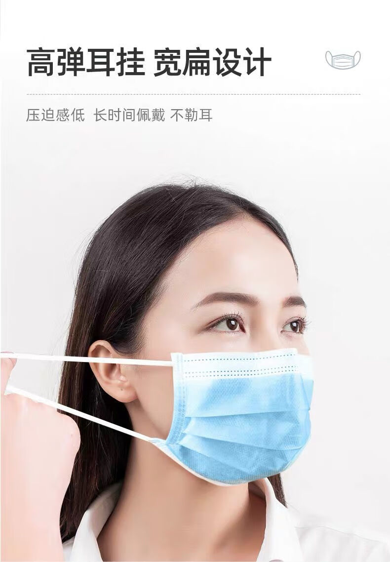 50只独立包装医用外科口罩级手术口罩防病菌防护口罩无菌保尔红旗医用