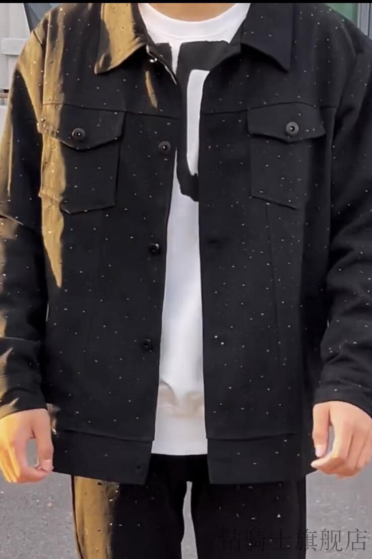 苏六同款外套烫钻满天星牛仔外套夹克男快手网红苏六同款潮牌百搭上衣