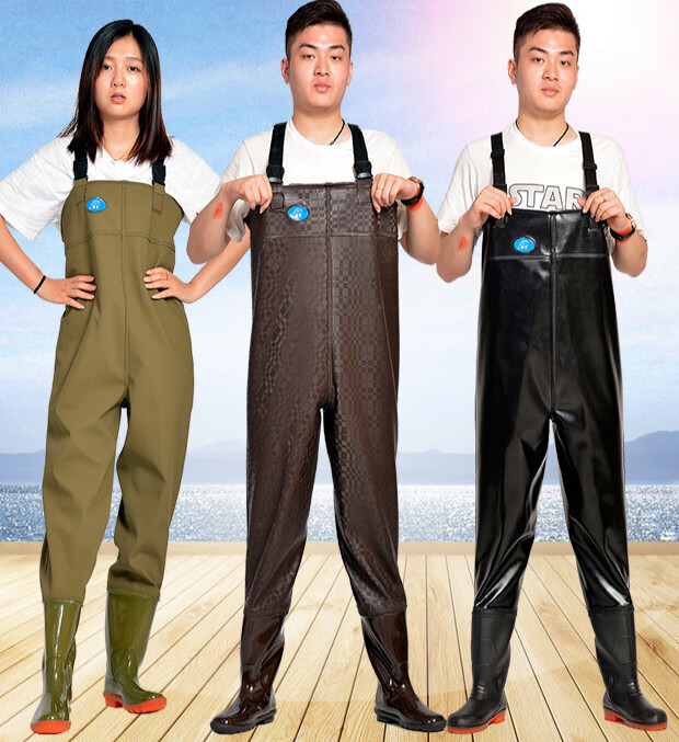 下水穿裤子的连体防水服下水裤半身防水裤男捕鱼加厚水衣裤超轻女雨鞋