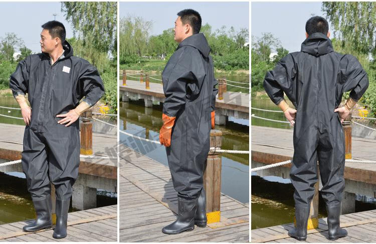 钓鱼衣服男款防雨防晒服全身下水裤连体加厚挖藕服捉鱼钓鱼防水鱼裤