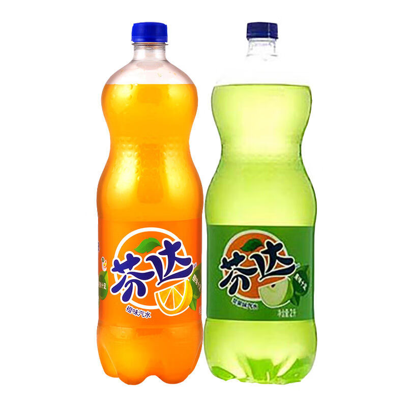2升苹果味碳酸果味饮料家庭分享装大瓶可乐年货2l装芬达苹果味2瓶2l