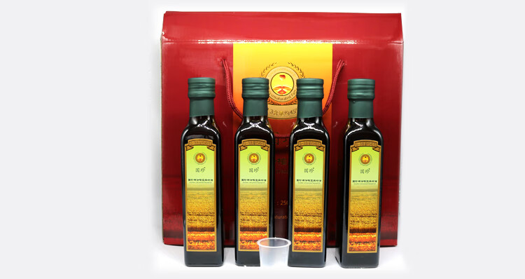 国珍冷榨亚麻籽油国珍亚麻籽油4瓶装