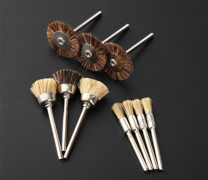 电磨猪鬃毛钢丝刷头抛光打磨轮除锈清理电动工具j钢丝小号t型一份10个