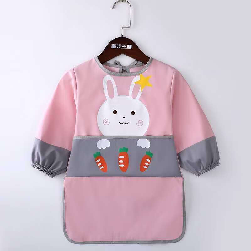 宝宝罩衣防水防脏画画衣儿童围裙免洗反穿衣长袖幼儿园吃饭衣围兜长袖