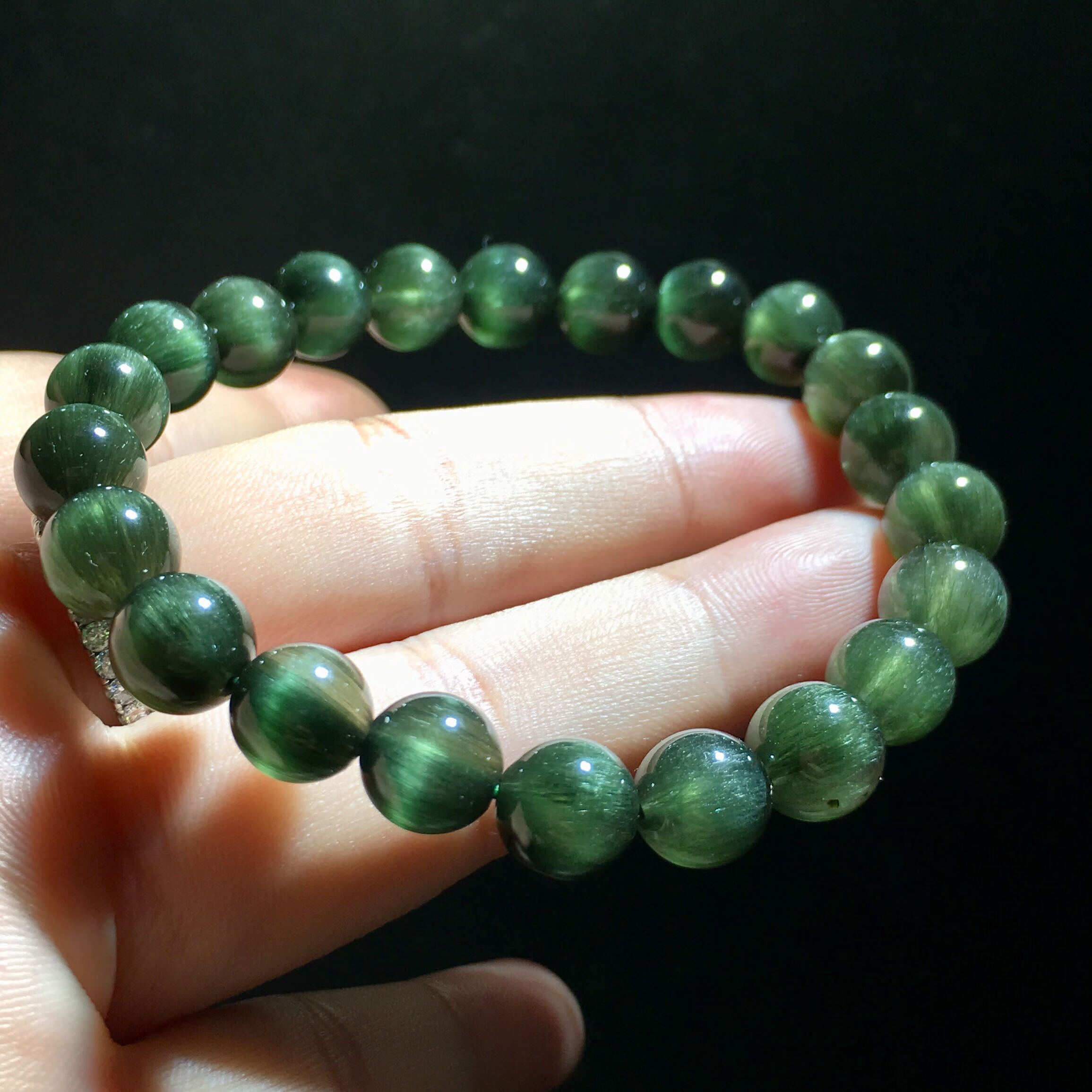 曜萱天然珍藏7a绿发晶 旺事业 全满顺精品天然绿发晶手链男女满发顺发