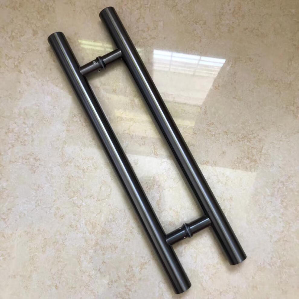 无框玻璃门拉手有框门圆管不锈钢酒店大门把手黑黄钛金玫瑰金拉丝黑钛