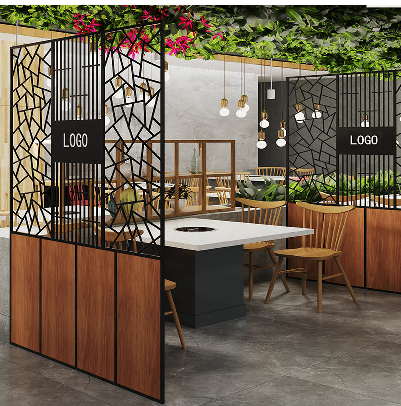 捷翔 现代餐厅火锅店屏风隔断装饰墙卡座隔断饭店酒吧工业风包间隔断