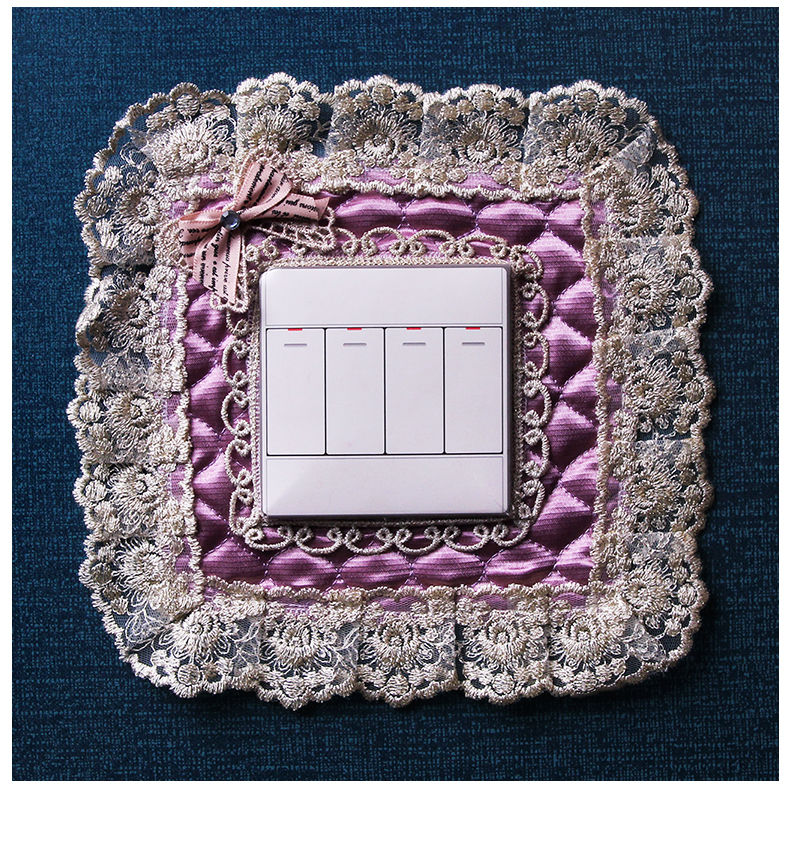 肖夫人欧式布艺蕾丝刺绣开关贴套开关防尘罩86型插座贴开关保护套子
