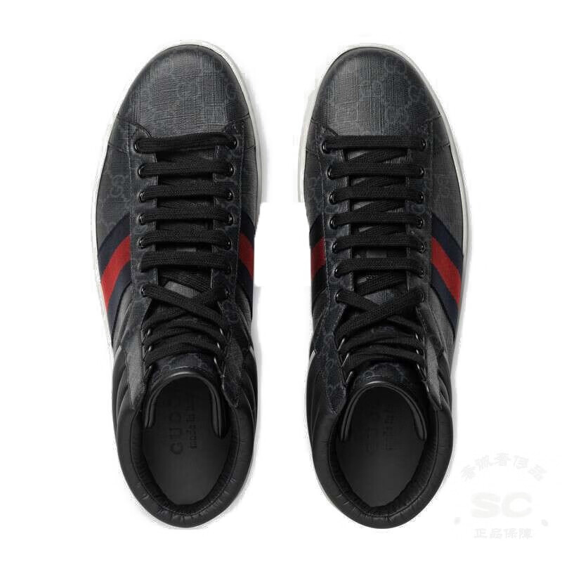 【买手代购】【品质保证】gucci 古驰男鞋ace系列gg高帮运动鞋 黑色55
