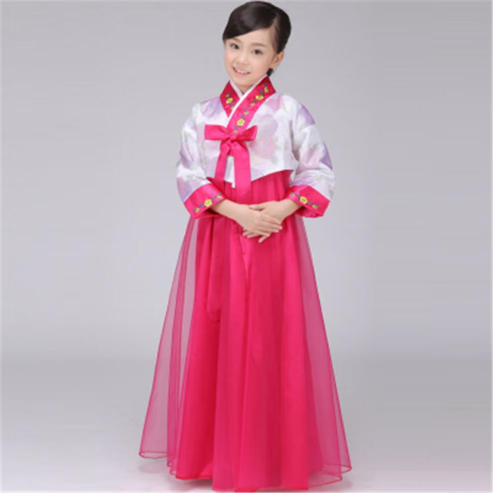 儿童韩服女童装朝鲜族舞蹈服少数民族演出表演服装大长今摄影紫色长款