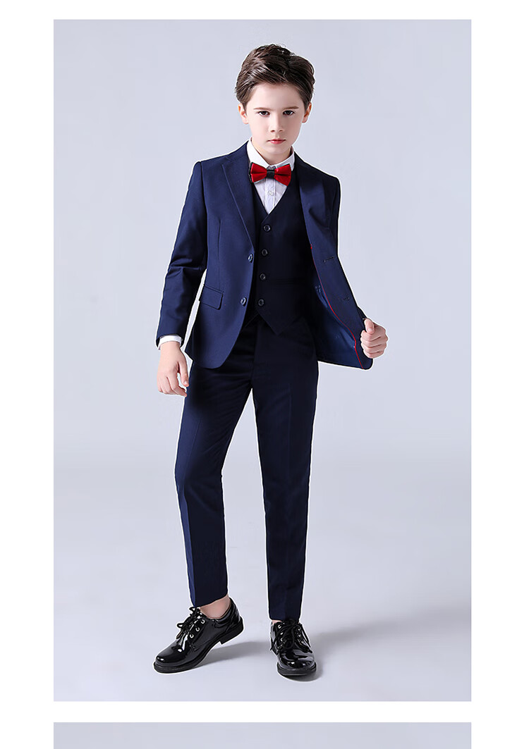 迪士尼5-12岁男孩穿的演出礼服儿童西服三件套秋冬加绒加厚中大童礼服