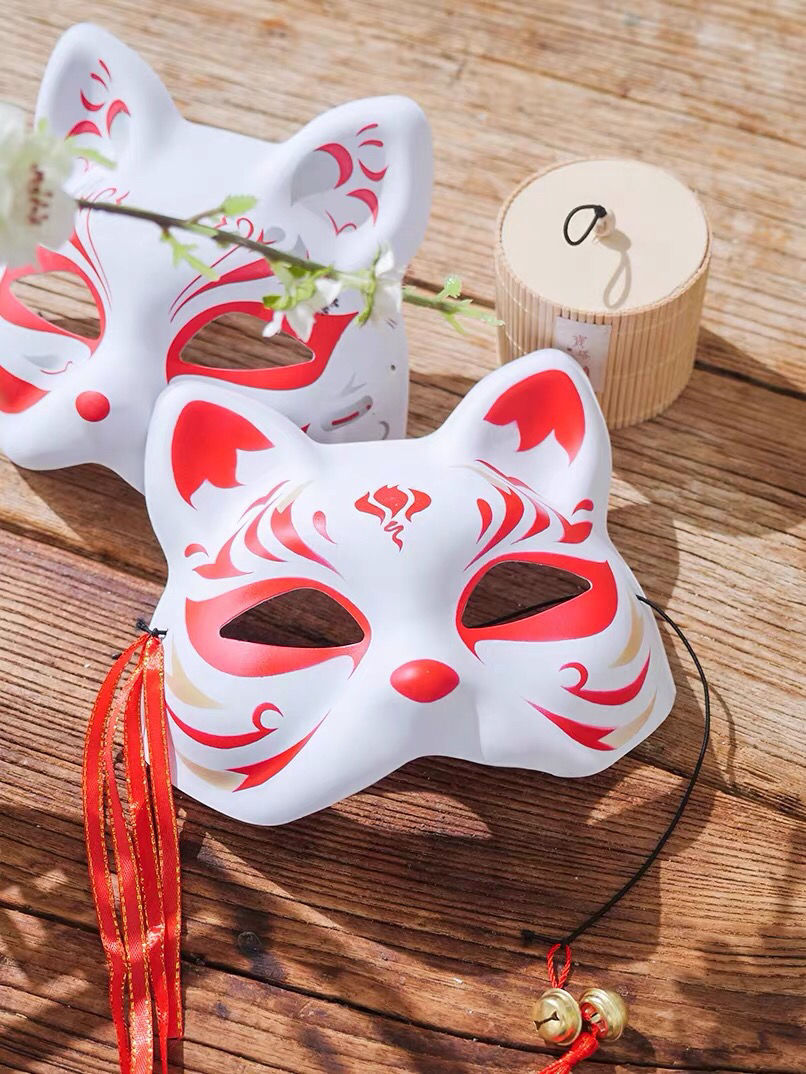 狐狸面具帅气半脸妖猫二次元男女成人儿童古风汉服化妆舞会cos道具猫5