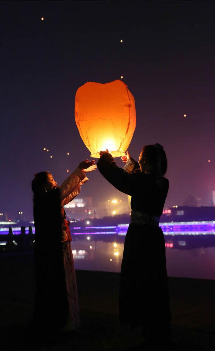 花灯手工灯笼 2022新年新款孔明灯加厚阻燃防火纸情侣许愿灯元宵祈福
