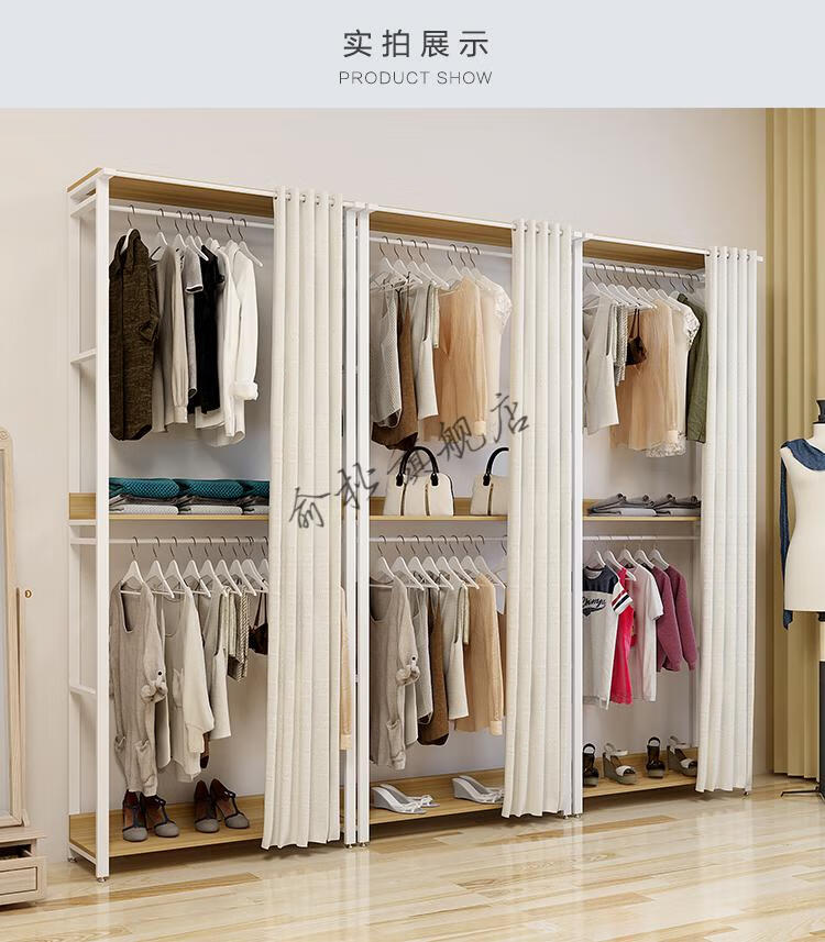 简易衣柜简约北欧开放式组装租房宿舍收纳大衣柜经济型铁艺衣帽间 黑