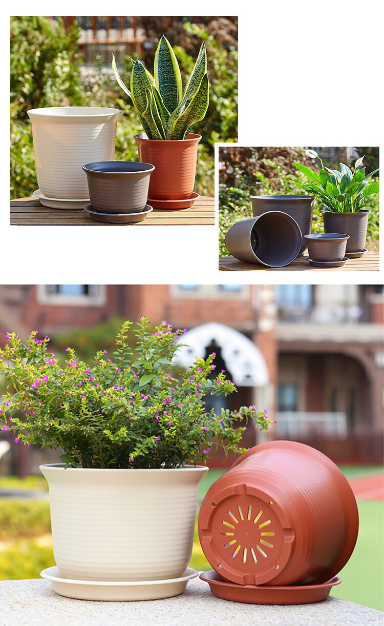 仿陶瓷树脂花盆高款白色2个装种植盆室内阳台办公室花卉绿植兰花月季