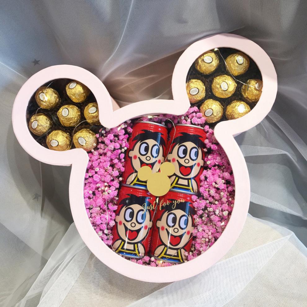 零食花束成品旺仔牛奶心形礼盒上海鲜花速递同城生日礼物配送花店抖音