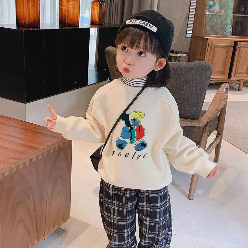 假两件儿童卫衣女秋2021年新款童装中小童韩版时尚洋气卡通上衣潮儿童