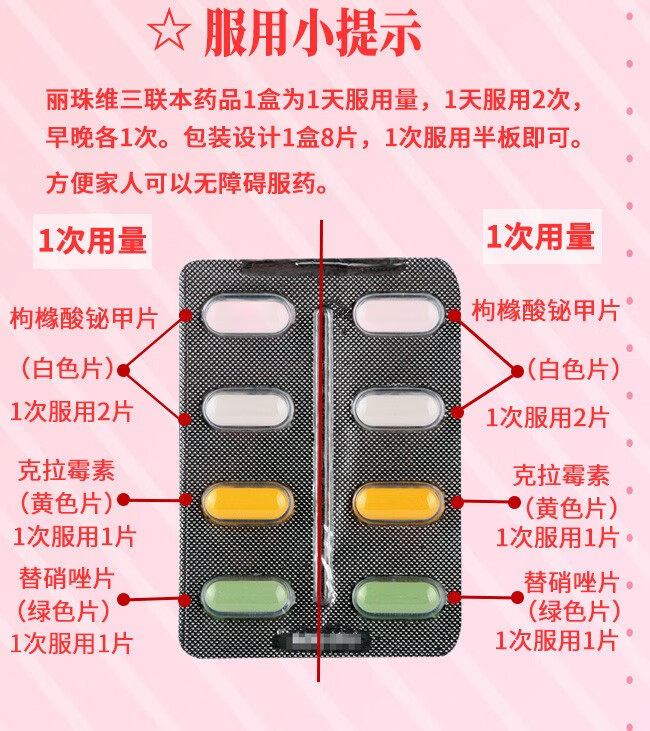 丽珠维三联枸橼酸铋钾片替硝唑克拉霉素片组合装8片可选四联疗法幽门