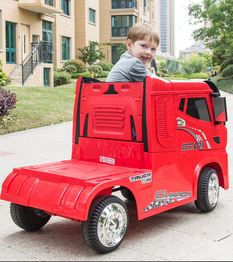 货车卡车头儿童电动汽车四轮遥控大货车36岁小孩半挂车玩具车可坐人