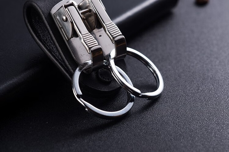 博友真皮钥匙扣男腰挂汽车钥匙链牛皮穿腰带式锁匙扣金属挂件礼品简约