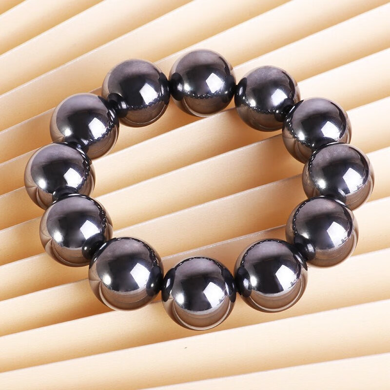 太赫兹手串天然太赫兹能量石手链男女款钛核磁圆珠手串单圈情侣随身