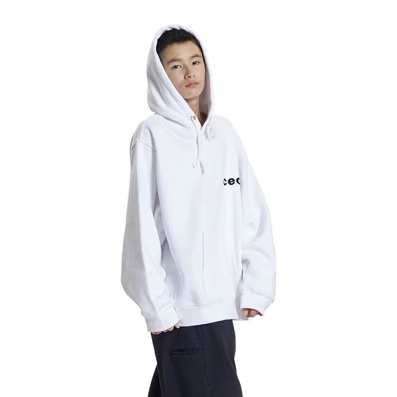 chancechance连帽卫衣韩国cec加绒帽衫宽松男女情侣同款外套 浅灰色 s