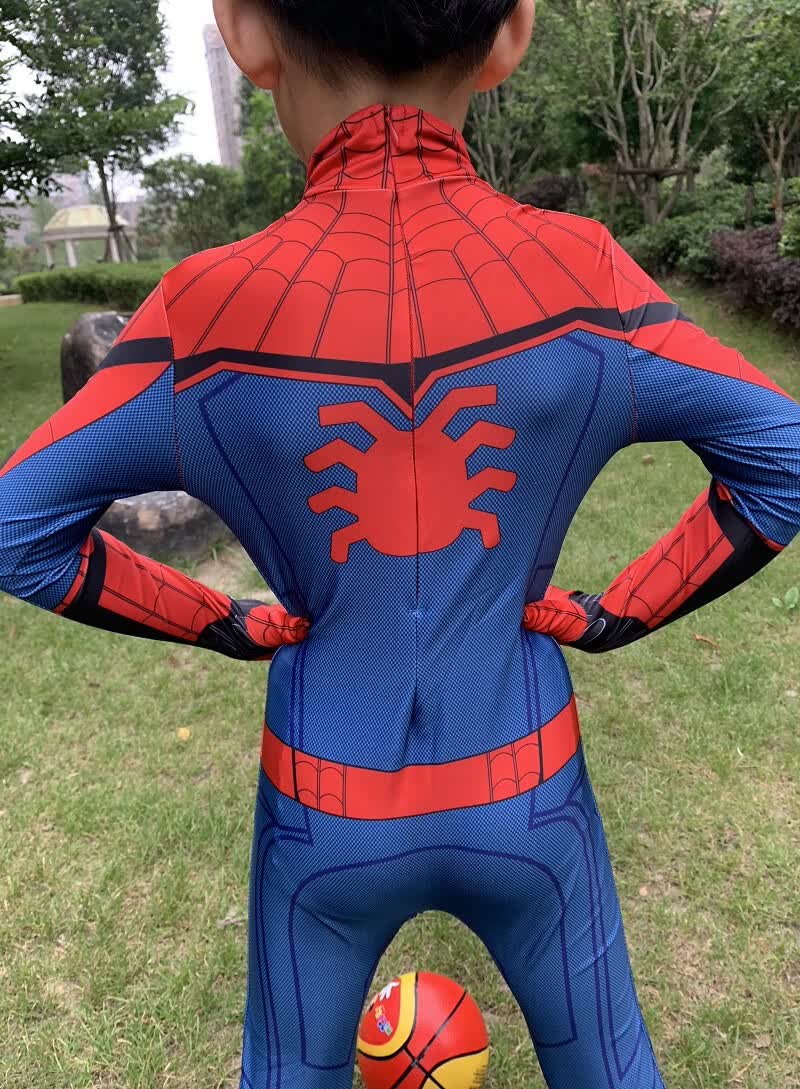 儿童大人蜘蛛侠钢铁战衣英雄远征连体衣彼得帕克迈尔斯紧身衣cos  