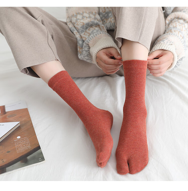 分指袜子女纯棉两指袜二趾袜日本木屐袜春秋中筒袜五指高筒可爱分趾袜