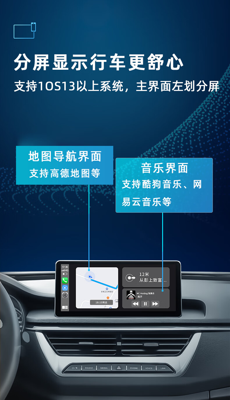适用红旗h5hs5hs7hs3车机无线carplay模块华为hicar盒子 19-21款红旗
