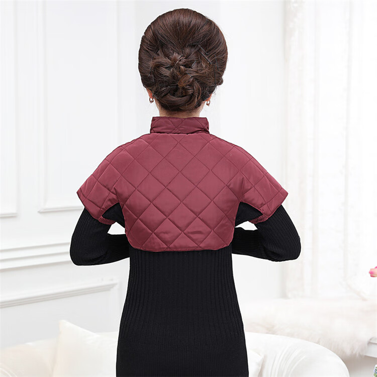 恒源祥秋冬男女护肩保暖中老年肩周丝绵防寒睡觉护肩膀黑色l