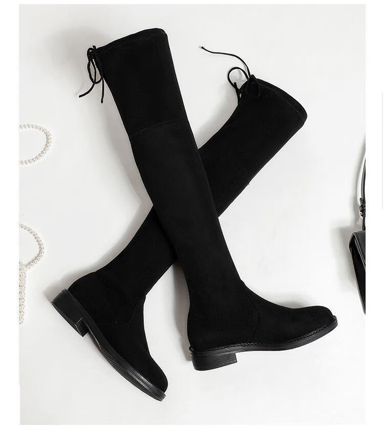 真正皮长靴女显瘦秋冬新款靴子平底靴加绒长筒靴女黑色平底单里34标准