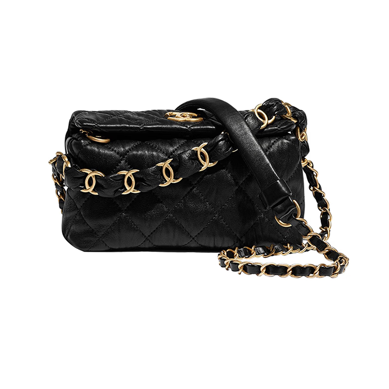 【免费中检】chanel香奈儿 gabrielle系列皱纹小羊皮金扣流浪包 链条