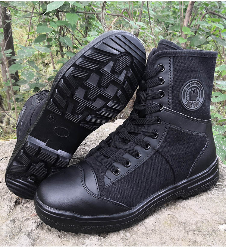 软兔保安鞋网眼透气黑色劳保鞋高帮战训靴夏季男女安检鞋夏季网面35