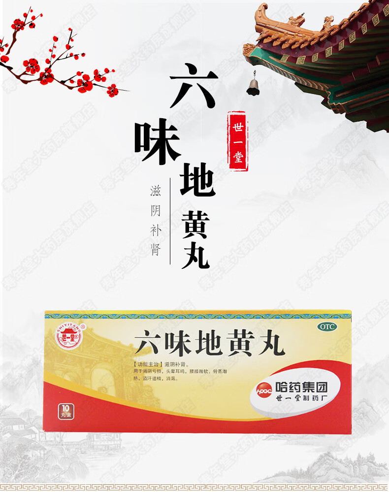 哈药 世一堂 六味地黄丸 9g*10丸/盒 肾阴亏损 头晕耳鸣 十盒装