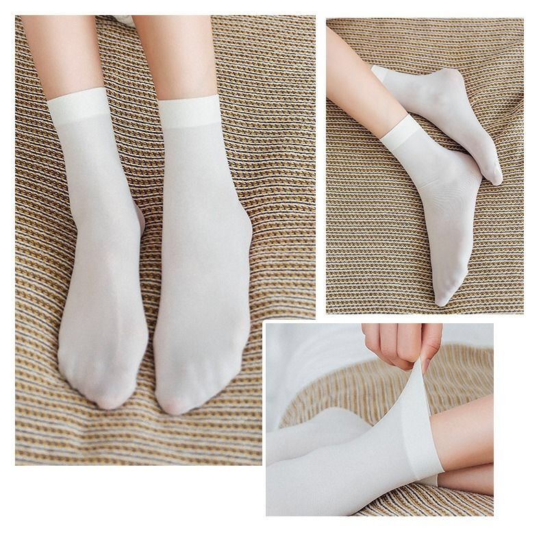 袜子女袜底女日系白色薄款天鹅绒纯色短袜子女ins潮中筒袜子夏jk短袜