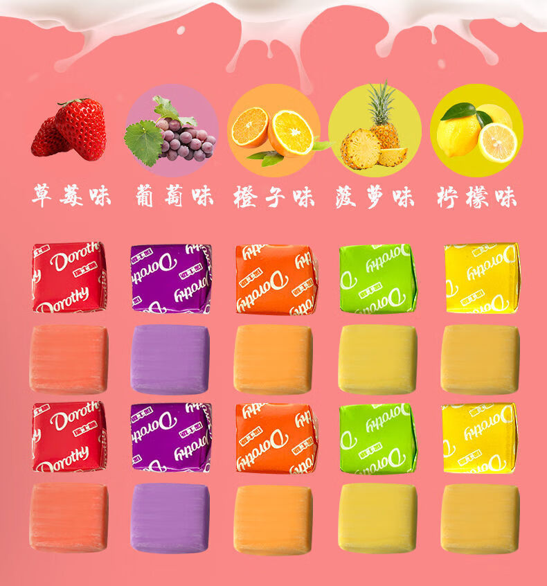 京选新品瑞士糖软糖混合水果味少女心喜糖儿童怀旧零食散装混合装糖果