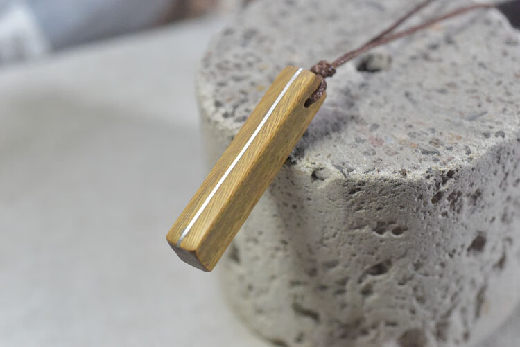 木吊坠男款女款木质项链刻字定制毛衣链原创设计个性简约文艺木镶嵌