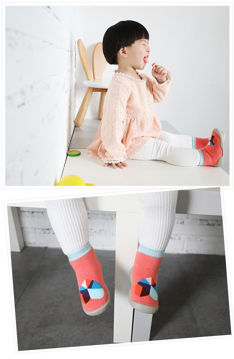 穿的鞋子室内防滑胶底儿童地板袜鞋厚底小童幼儿隔凉宝宝地板鞋1-3岁