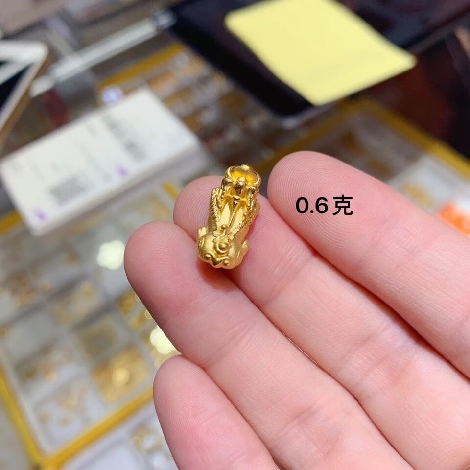 老凤凰999足金黄金貔貅 3d硬金转运珠串珠足金手链男女纳福皮丘散珠