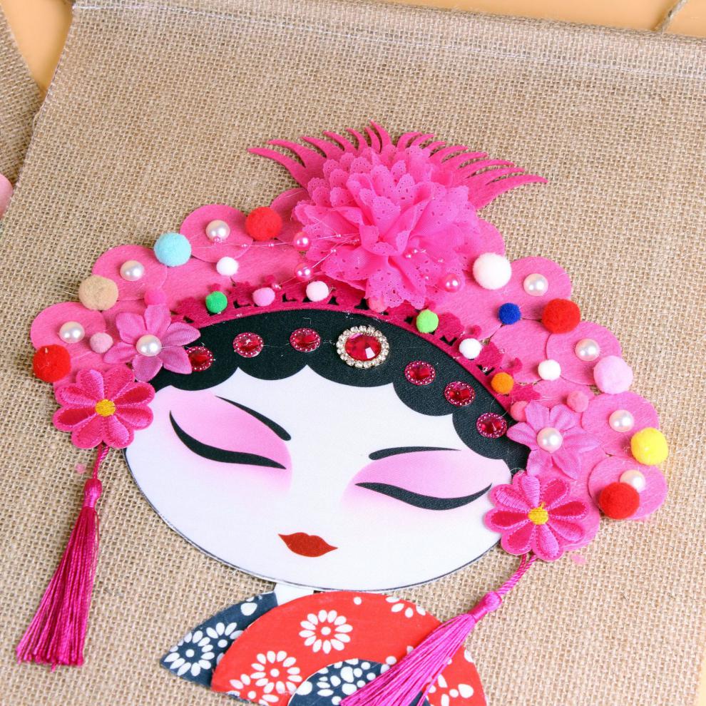 中国风创意美劳手工戏曲京剧花旦脸谱挂饰将军尺寸3539cm