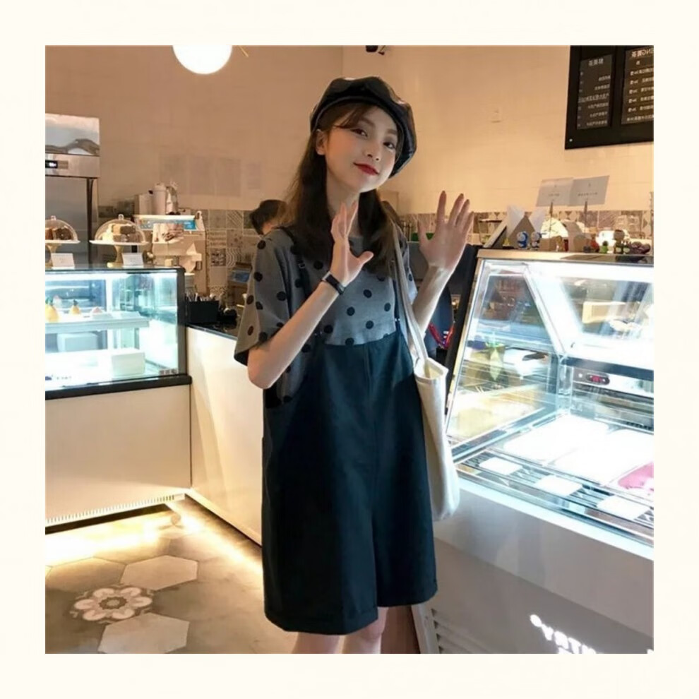 微胖型女孩穿搭梨形苹果沙漏型身材大胸妹子女孩夏季胖mm显瘦背带套装