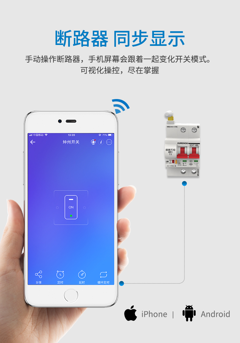 wifi無線智能遠程電源控制開關手機遙控器易微聯空開家用220v定時 1p