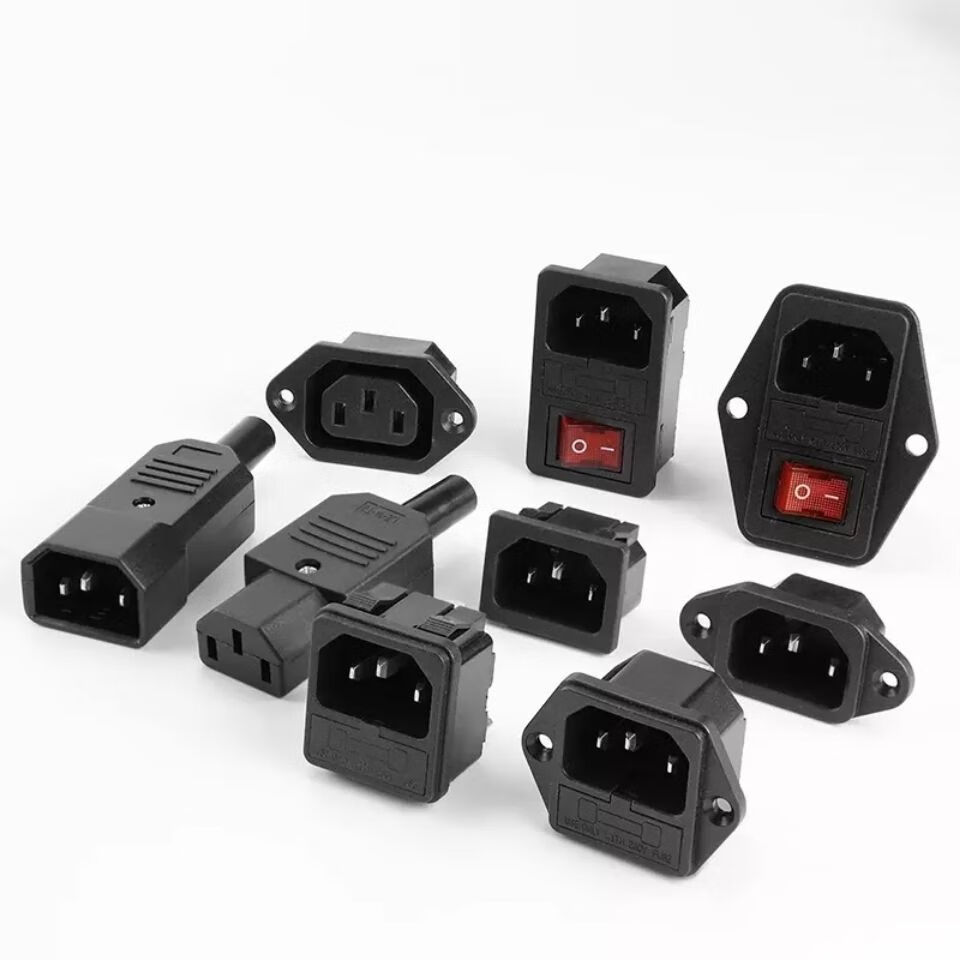 60俏芙纯16a250vac插座铜大电流品字插头16a公母对接头三芯电源插头