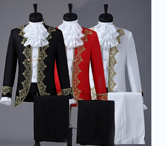 欧式宫廷演出服中世纪男士礼服欧洲戏剧话剧王子舞台复古表演服装红色