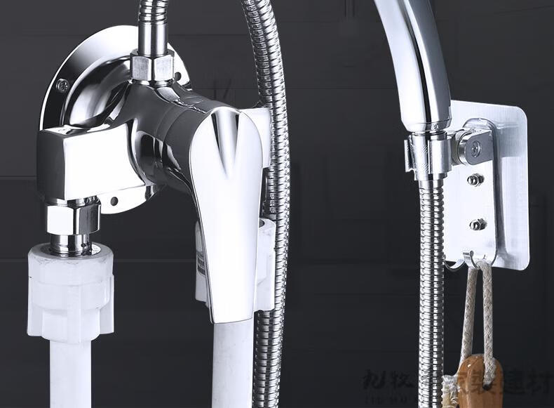 铜明装淋浴水龙头冷热花洒套装太阳能电明管混水阀全铜四方明装方