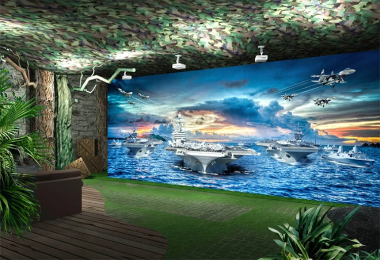 军事装饰战争贴纸墙贴迷彩自粘背景墙墙纸主题军旅贴画图横版图a2729