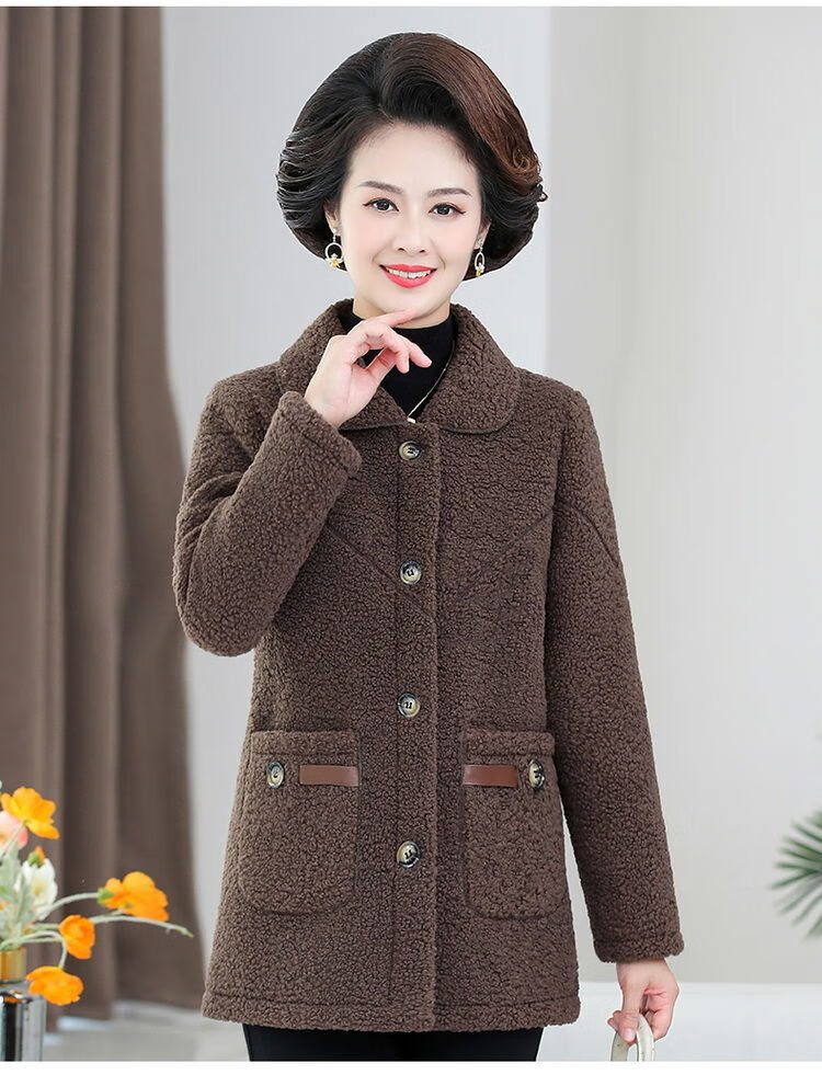 特价捡漏高端品牌中年妈妈冬装羊羔毛绒外套女大码中老年人颗粒绒大衣