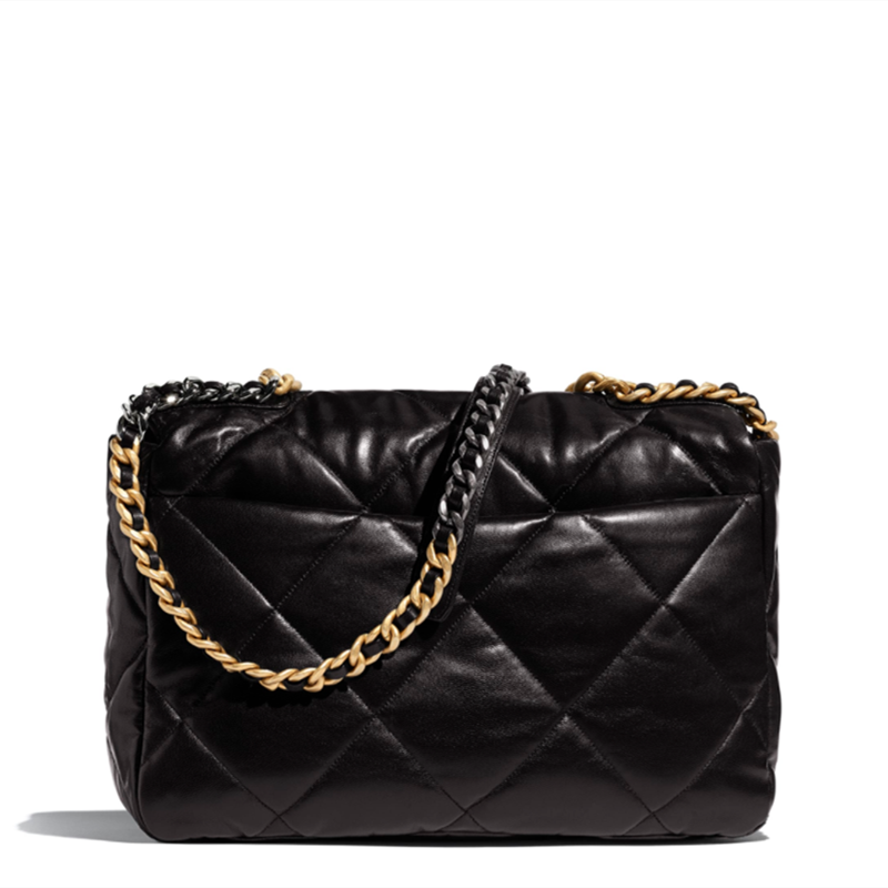 香奈儿chanel女包19bag黑色羊皮菱格翻盖包肩背包同款礼盒装大号2536