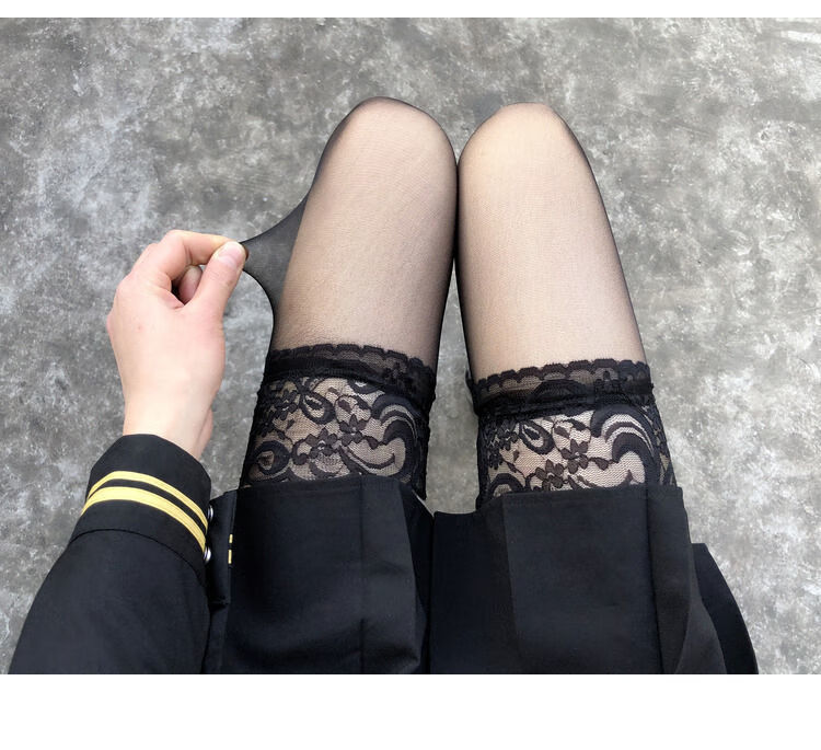 法克伦长筒丝袜大腿根黑色白色蕾丝过膝丝袜女ins潮网红同款黑丝性感