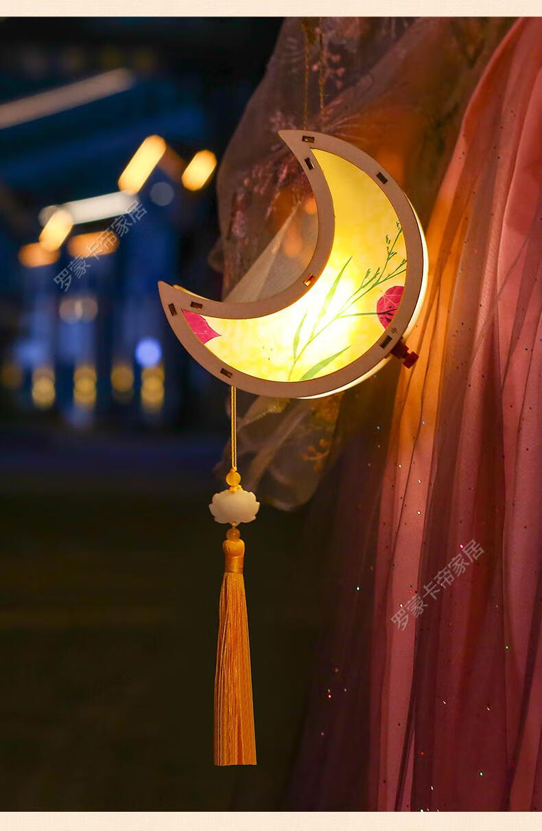 古风绘画灯笼儿童国风汉服材料包手工手提花灯手绘宫灯 四角绘画白pvc